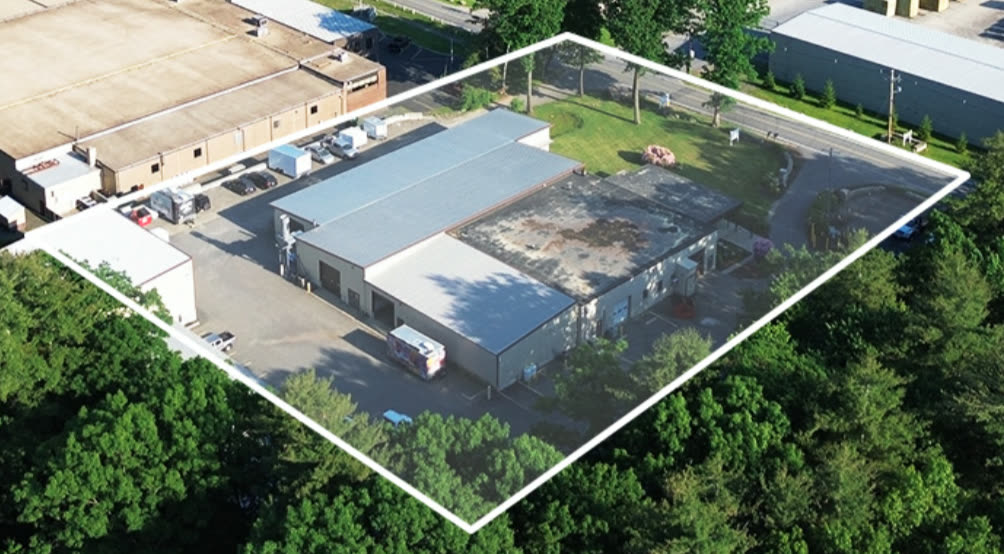 Aerial view of the Blackwood Cabinets & Woodwork facility in Lancaster, MA
